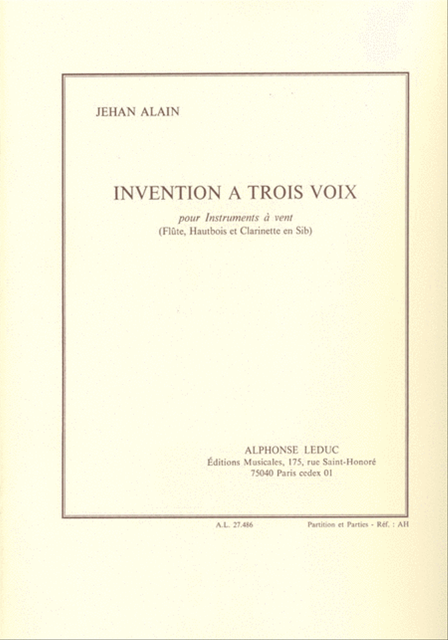Invention A 3 Voix (trio - Woodwind)