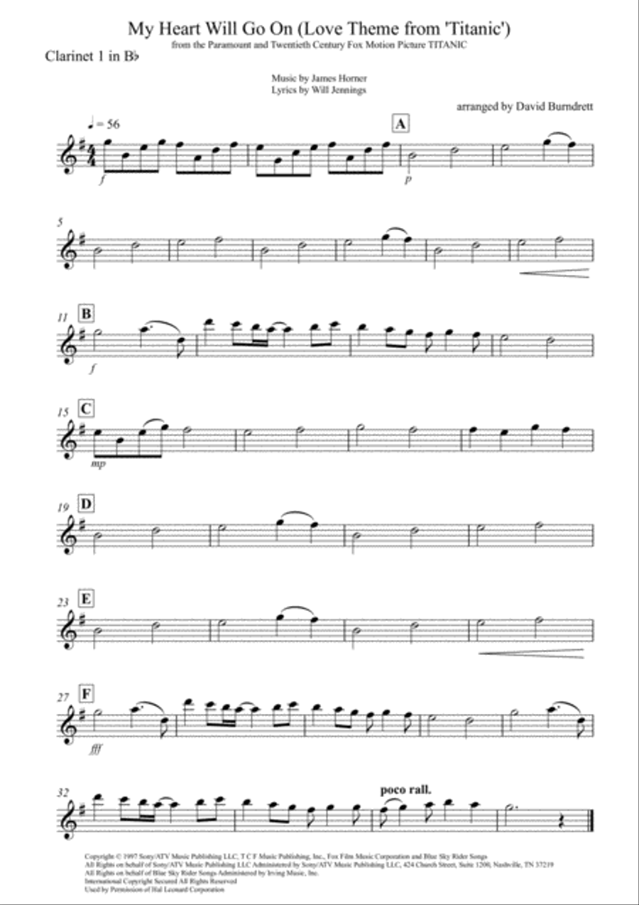 My Heart Will Go On (Love Theme from Titanic) Clarinet Solo scores gallery preview page 4