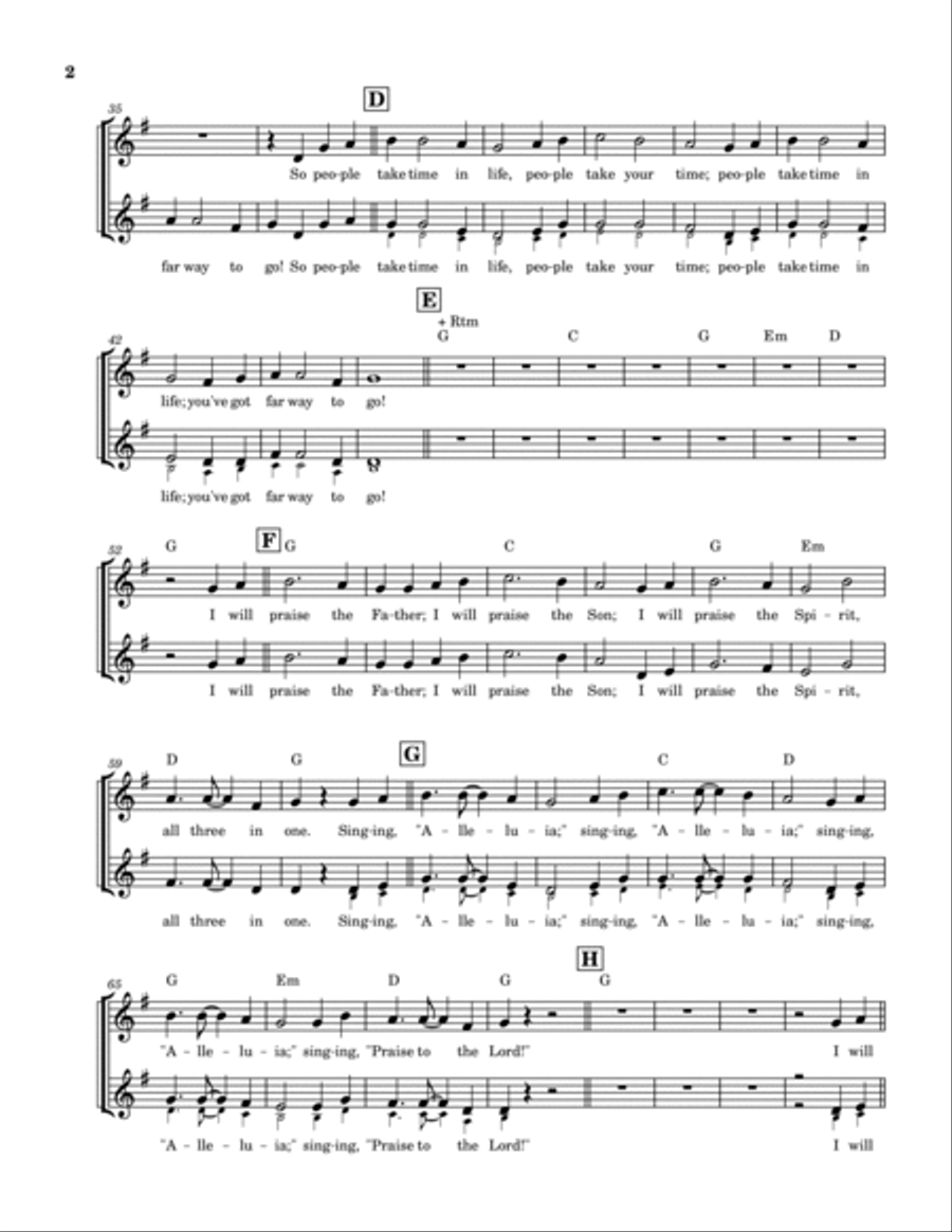 Take Time to Praise 2-Part scores gallery preview page 2