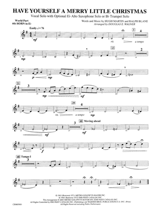 Have Yourself a Merry Little Christmas (Vocal Solo with Opt. E-Flat Alto Saxophone Solo or B-Flat Trumpet Solo): WP 4th Horn in E-flat
