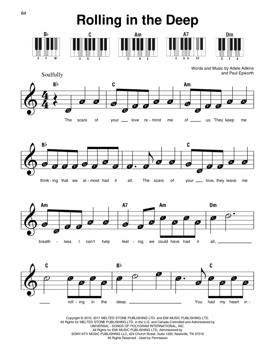 Rolling In The Deep Easy Piano scores gallery preview page 1