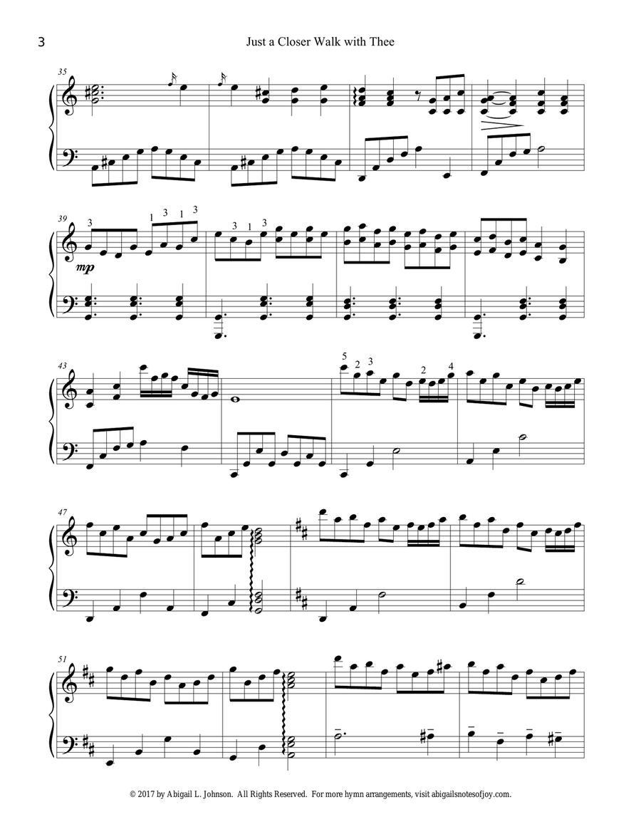 Just a Closer Walk with Thee (Early Advanced Piano Solo) Piano Solo scores gallery preview page 3