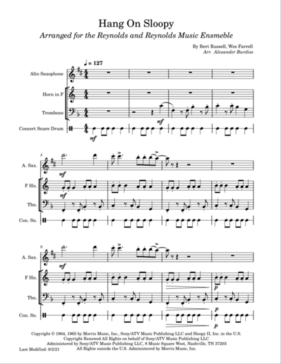 Hang On Sloopy Small Ensemble scores gallery preview page 2
