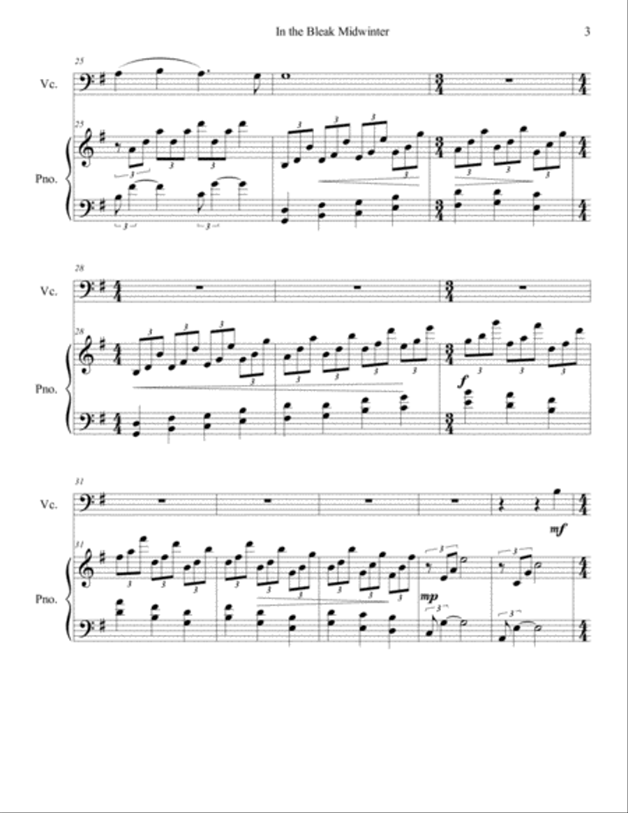 In the Bleak Midwinter (cello/piano), arr. Brenda Portman Piano scores gallery preview page 3