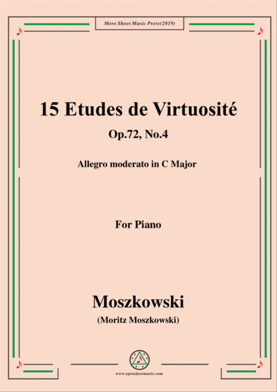 Moszkowski-15 Etudes de Virtuosité,Op.72,No.4,Allegro moderato in C Major Piano Method scores gallery preview page 1