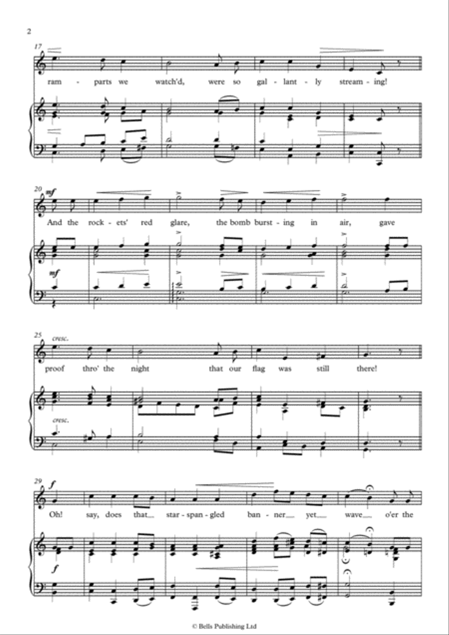 The Star-Spangled Banner (C Major) Voice Solo scores gallery preview page 2