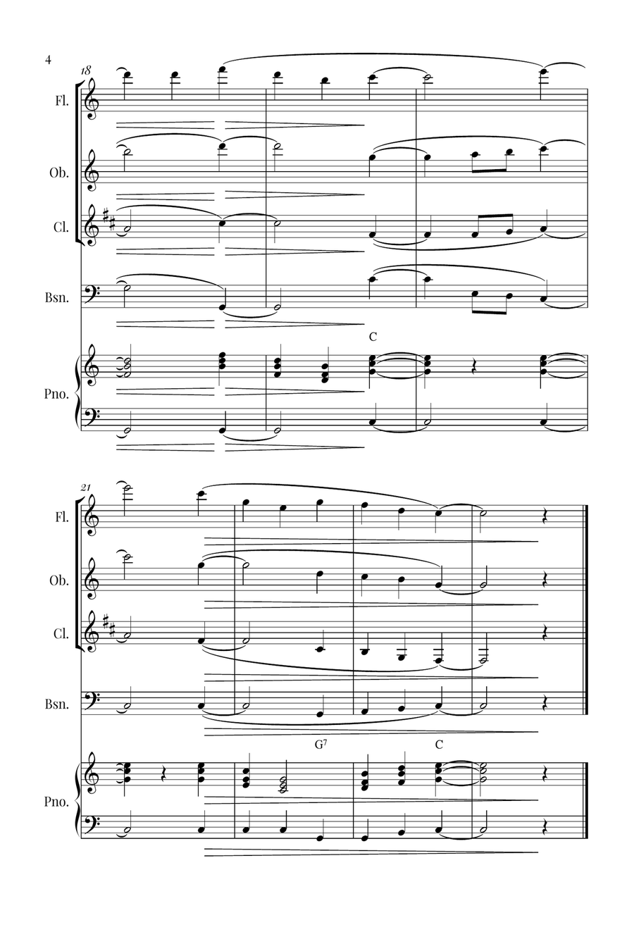 Silent Night Woodwind Quartet scores gallery preview page 4
