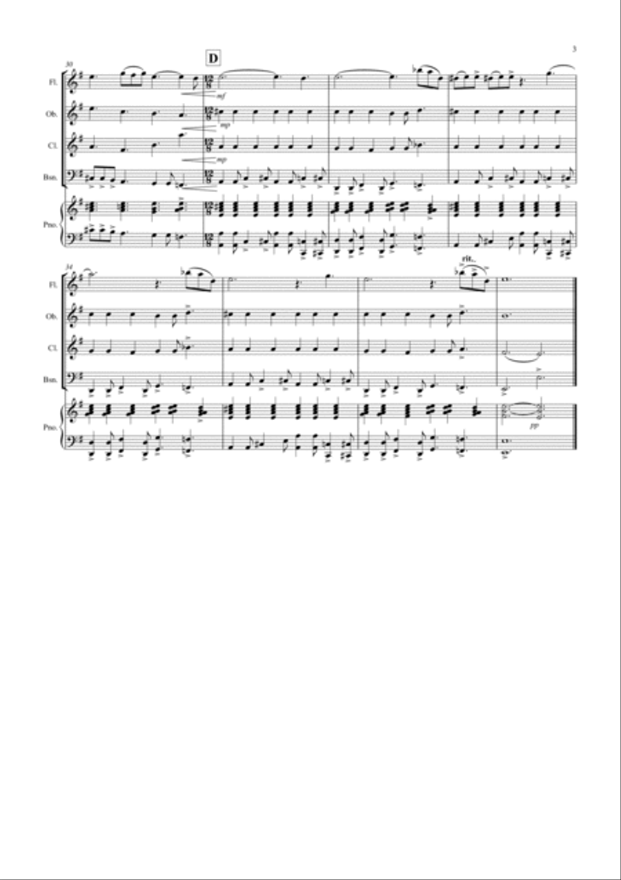 The Angel Gabriel for Wind Quartet Woodwind Quartet scores gallery preview page 3