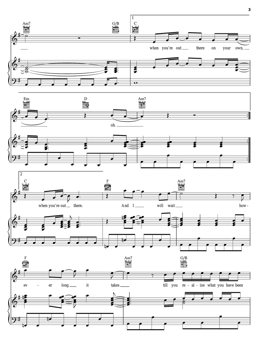On Your Own On Your Own Piano, Vocal, Guitar scores gallery preview page 3