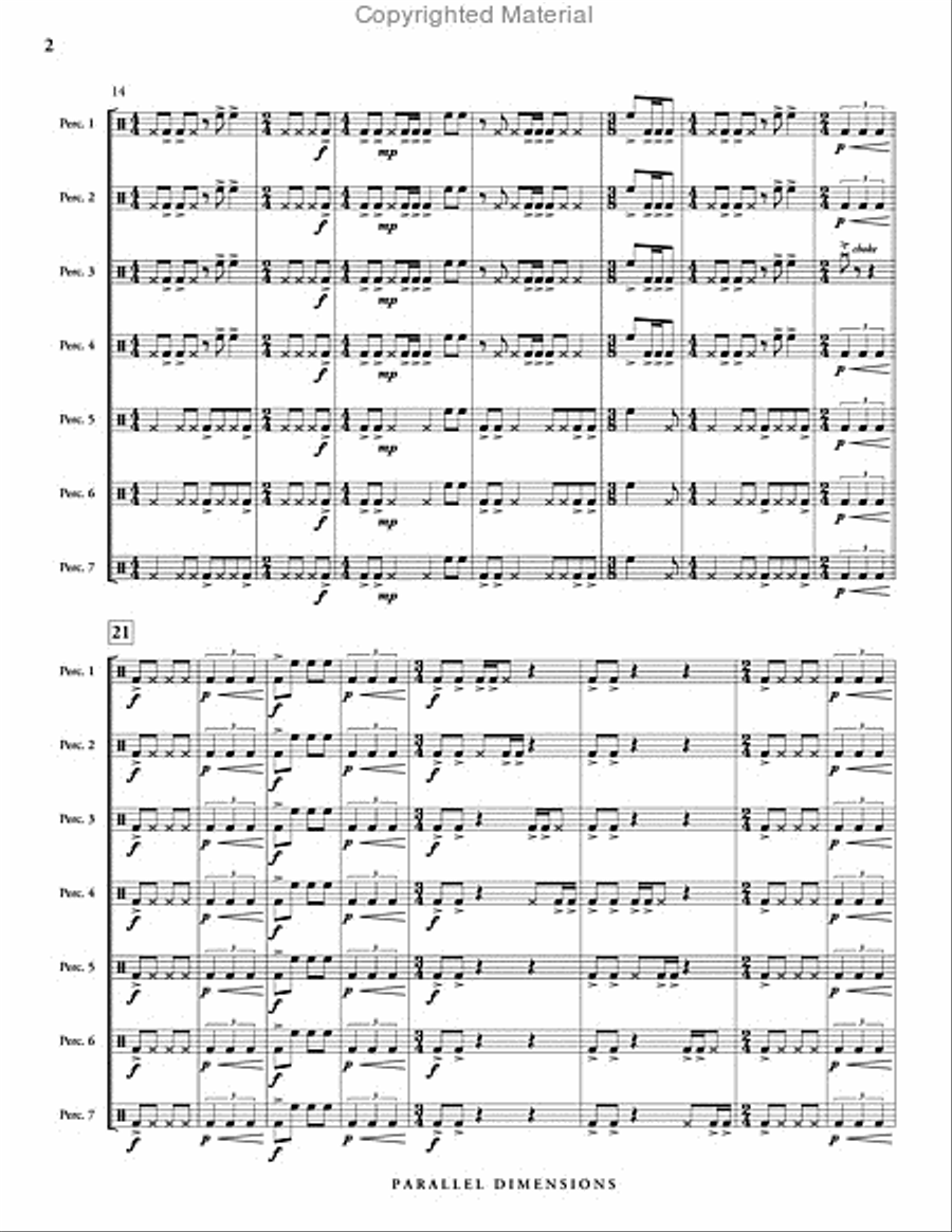 Parallel Dimensions (score & parts) Percussion Ensemble scores gallery preview page 3