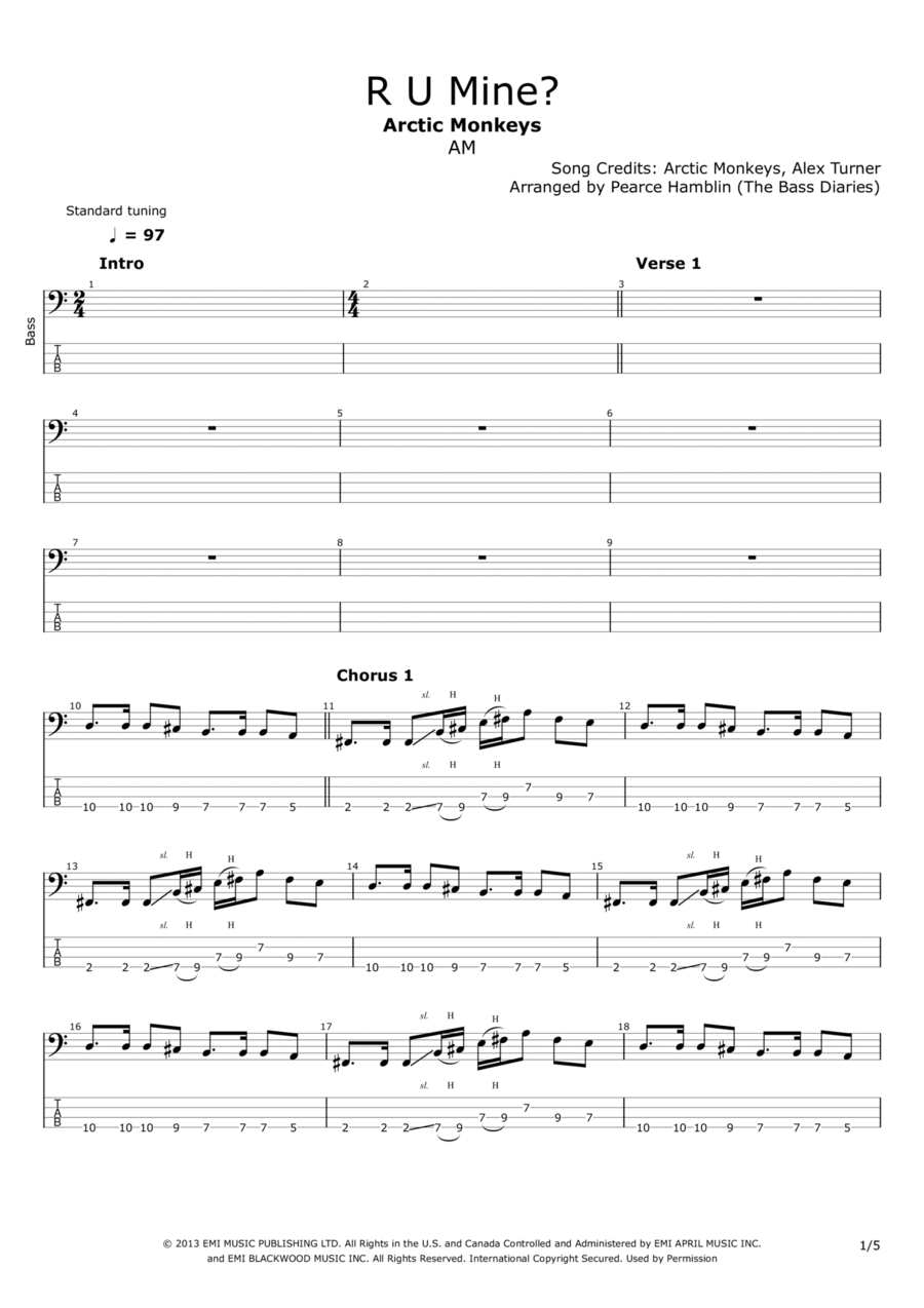 R U Mine? Bass Guitar scores gallery preview page 1
