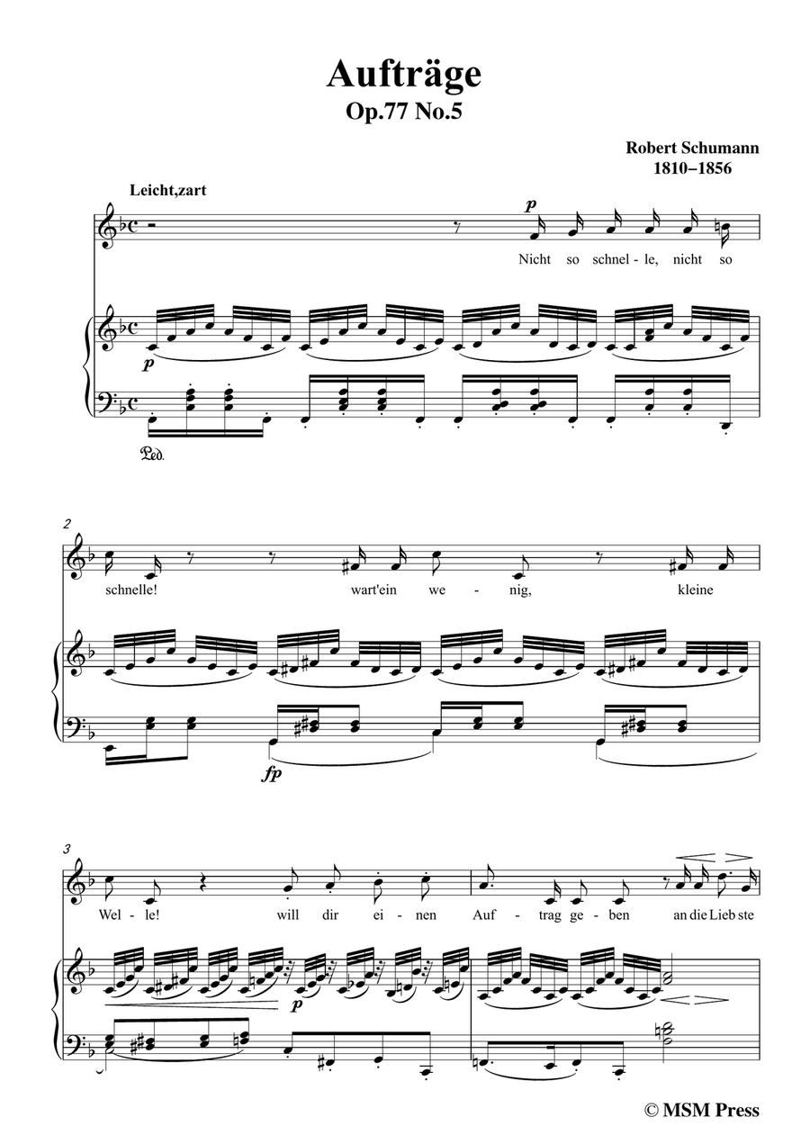 Schumann-Aufträge,in F Major,Op.77,No.5,for Voice and Piano Piano, Vocal scores gallery preview page 3