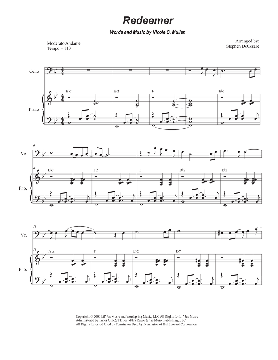 Redeemer Piano scores gallery preview page 1
