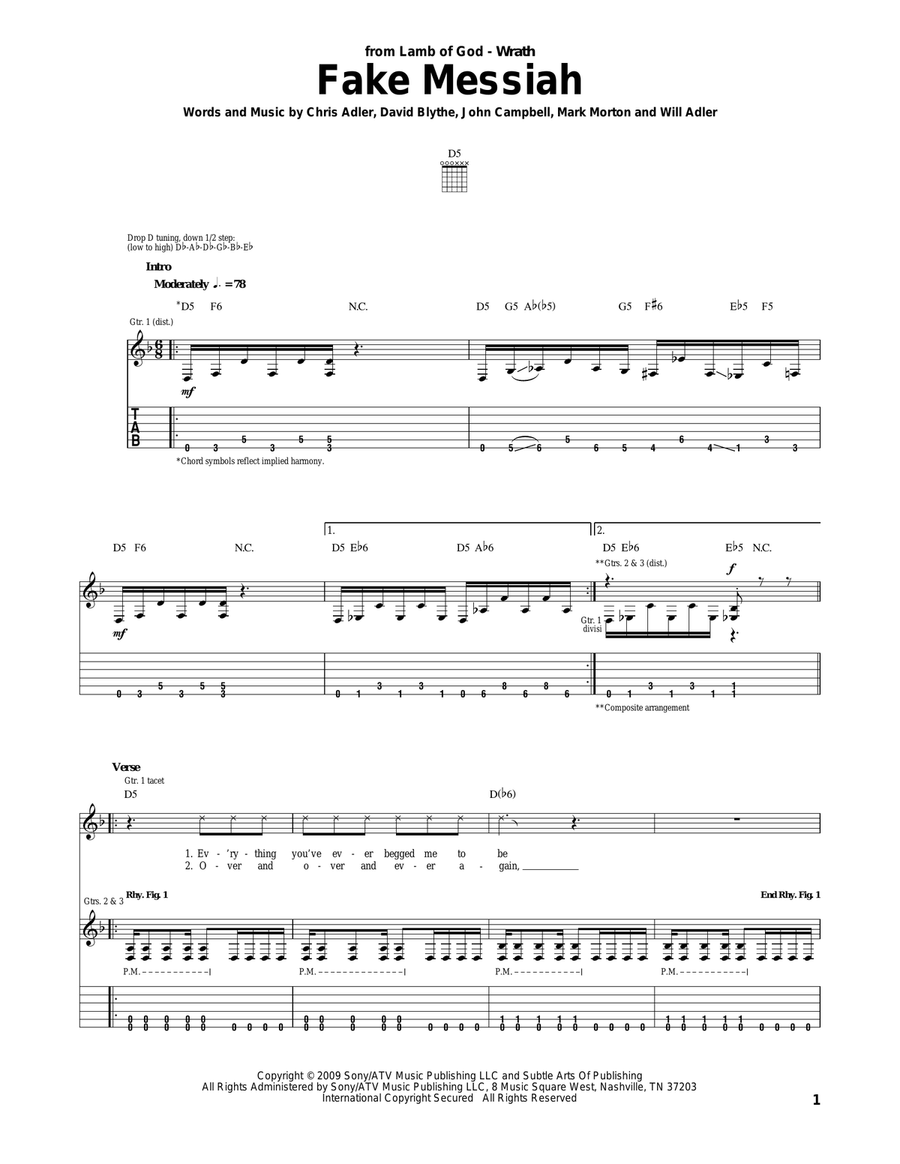 Fake Messiah Acoustic Guitar scores gallery preview page 1