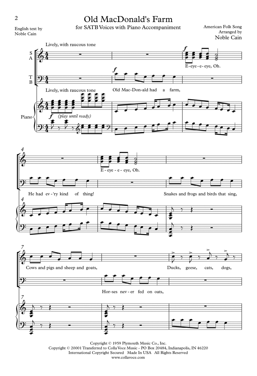 Old MacDonald's Farm 4-Part scores gallery preview page 1