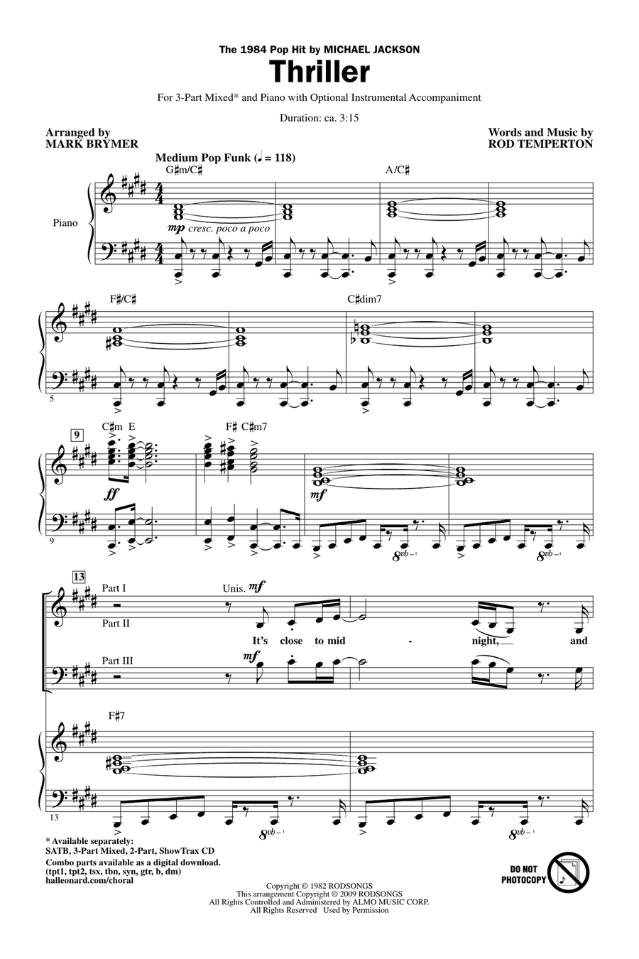 Thriller Thriller 3-Part scores gallery preview page 1
