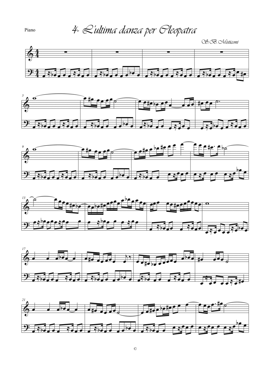 4 pezzi per pianoforte. 4- L'ultima danza per Cleopatra Piano Solo scores gallery preview page 1