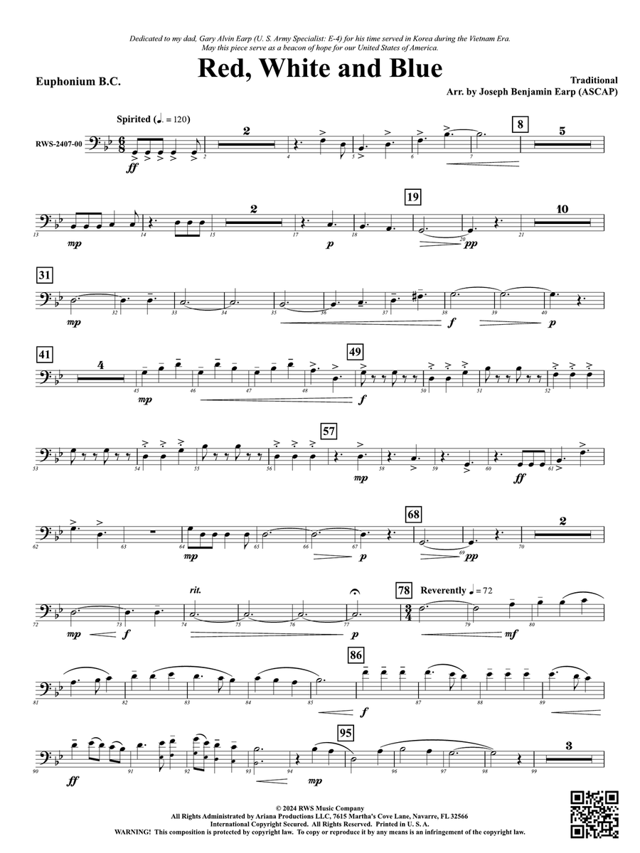 Red, White and Blue: Baritone B.C. Baritone Horn BC scores gallery preview page 1