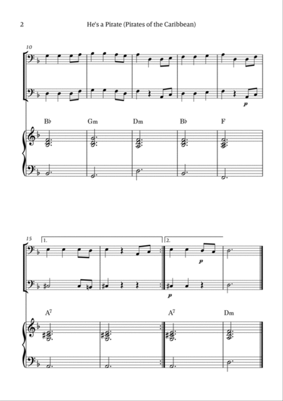 He's A Pirate Trombone Duet scores gallery preview page 2