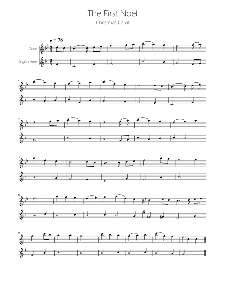 The First Noel - Oboe and English Horn Duet Woodwind Duet scores gallery preview page 1