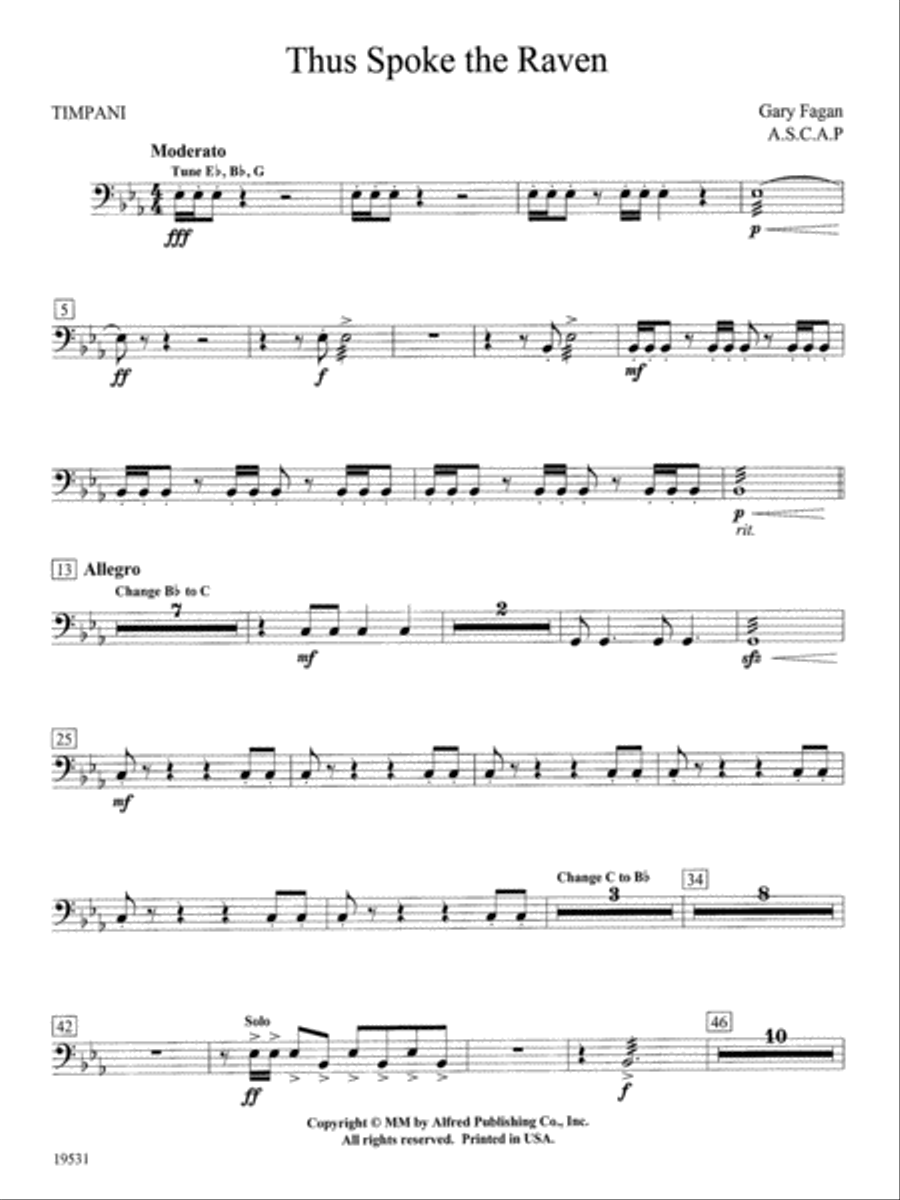 Thus Spoke the Raven: Timpani Concert Band scores gallery preview page 1