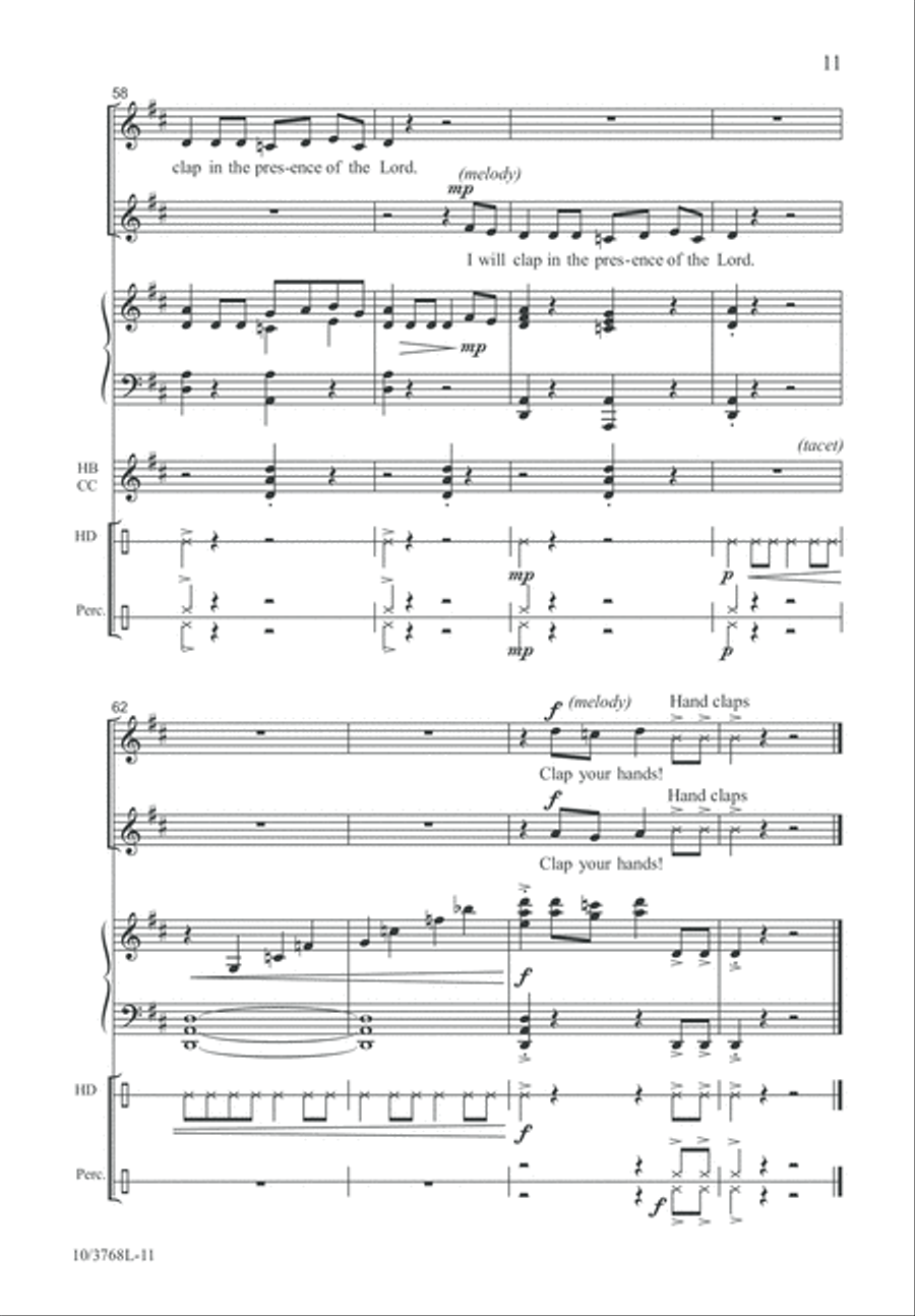 I Will Clap My Hands Unison Choir scores gallery preview page 11