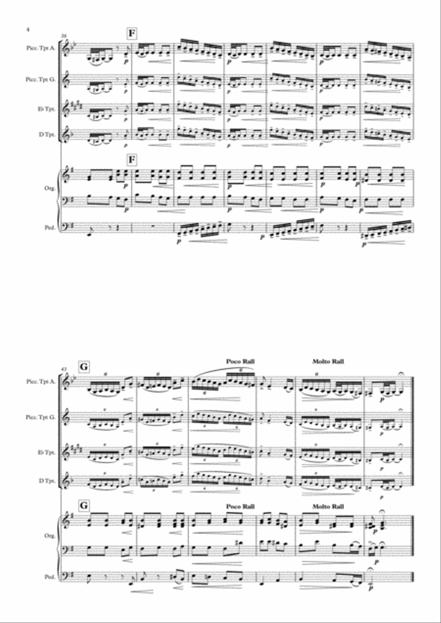 Andante by Hector Fiocco arr for Trumpet (Picc A, G, or D or Eb tpt). Trumpet Duet scores gallery preview page 4