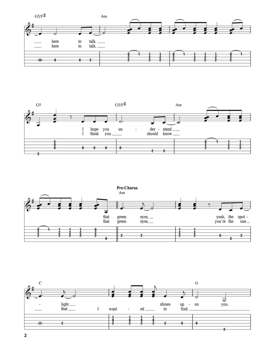 Green Eyes Acoustic Guitar scores gallery preview page 2