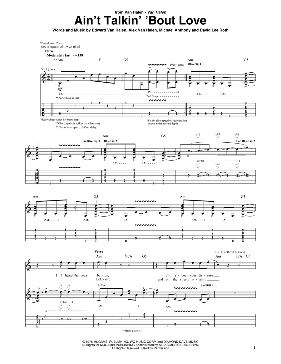 Ain't Talkin' 'Bout Love Acoustic Guitar scores gallery preview page 1