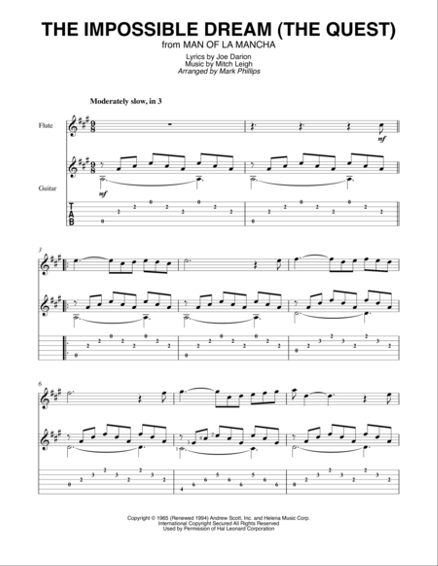 The Impossible Dream The Impossible Dream Flute scores gallery preview page 1