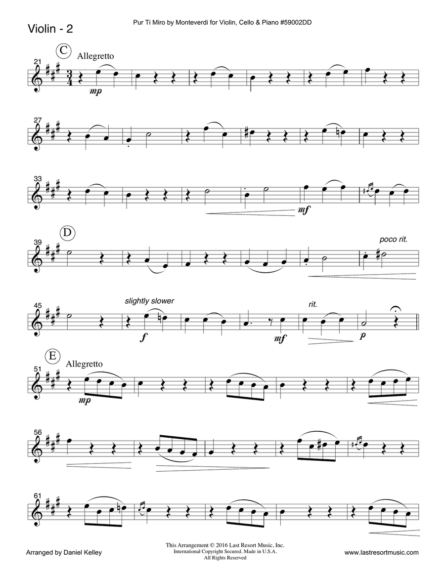 Pur Ti Miro from L'incoronazione di Poppea for Piano Trio (Violin, Cello & Piano) Piano Trio scores gallery preview page 4