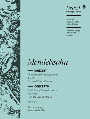 Book cover for Violin Concerto in D minor MWV O 3
