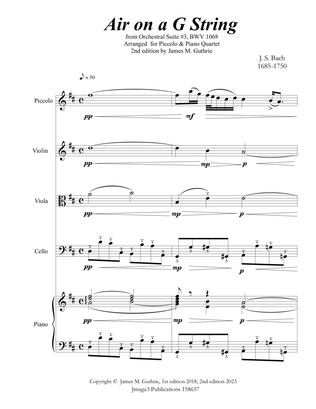 Bach: Air on a G String for Piccolo & Piano Quartet