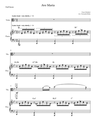 Ave Maria (Franz Schubert) for Viola Solo and Piano with Chords