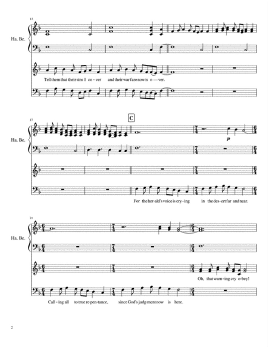 Isaiah 40 (Comfort, Comfort Now My People) 4-Part scores gallery preview page 2