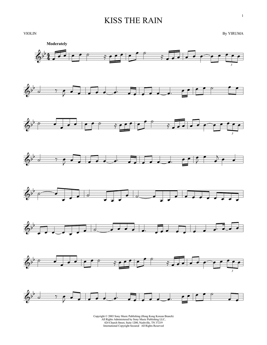 Kiss The Rain Violin Solo scores gallery preview page 1