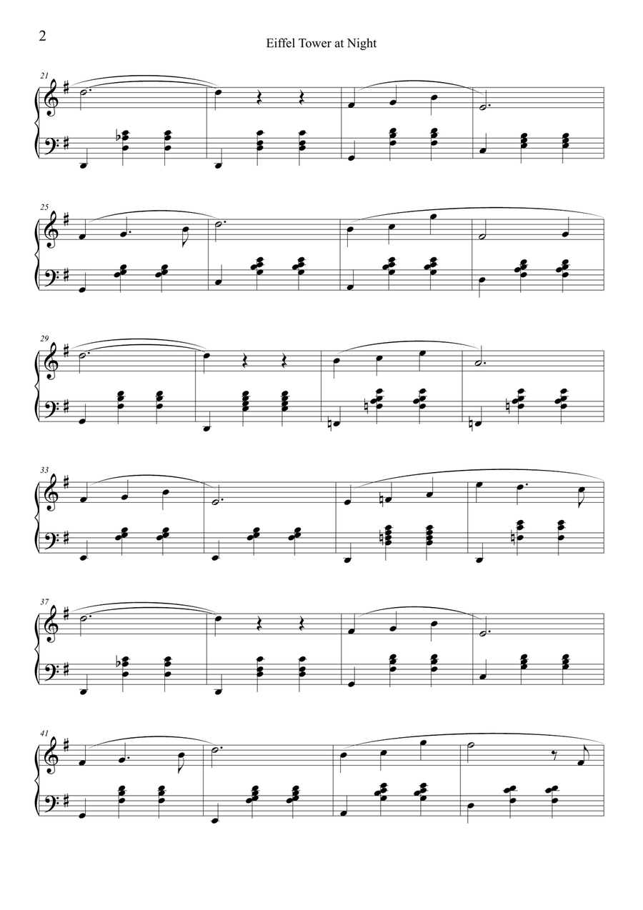 Eiffel Tower at Night - Piano solo Piano Solo scores gallery preview page 2