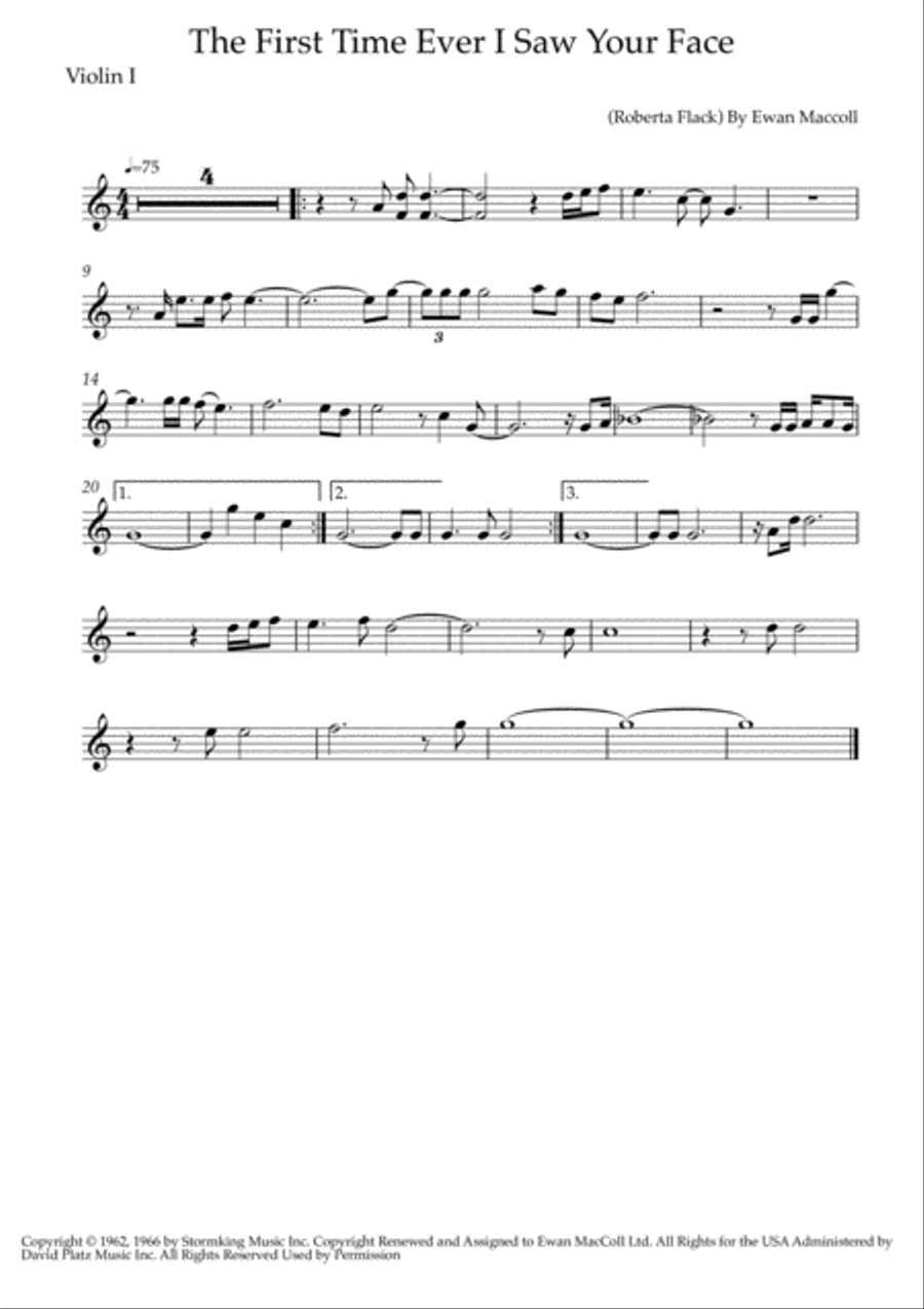 The First Time Ever I Saw Your Face String Quartet scores gallery preview page 1