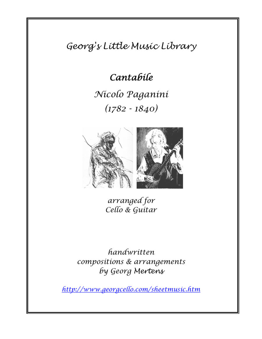Paganini Cantabile arr. for cello & guitar String Duet scores gallery preview page 1