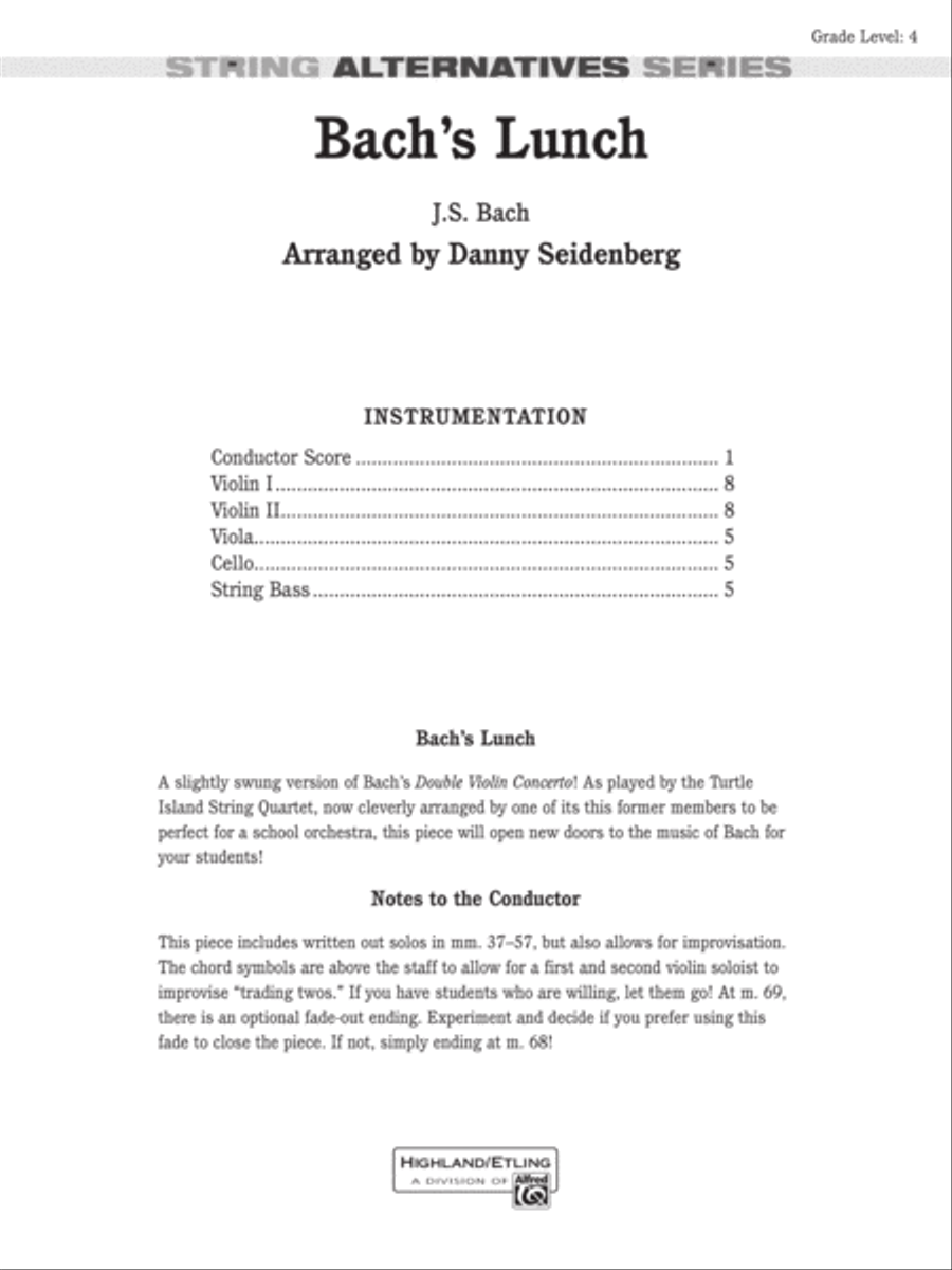 Bach's Lunch: Score String Orchestra scores gallery preview page 1