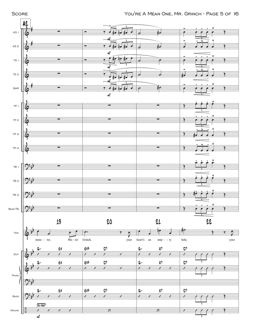 You're A Mean One, Mr. Grinch Jazz Ensemble scores gallery preview page 5