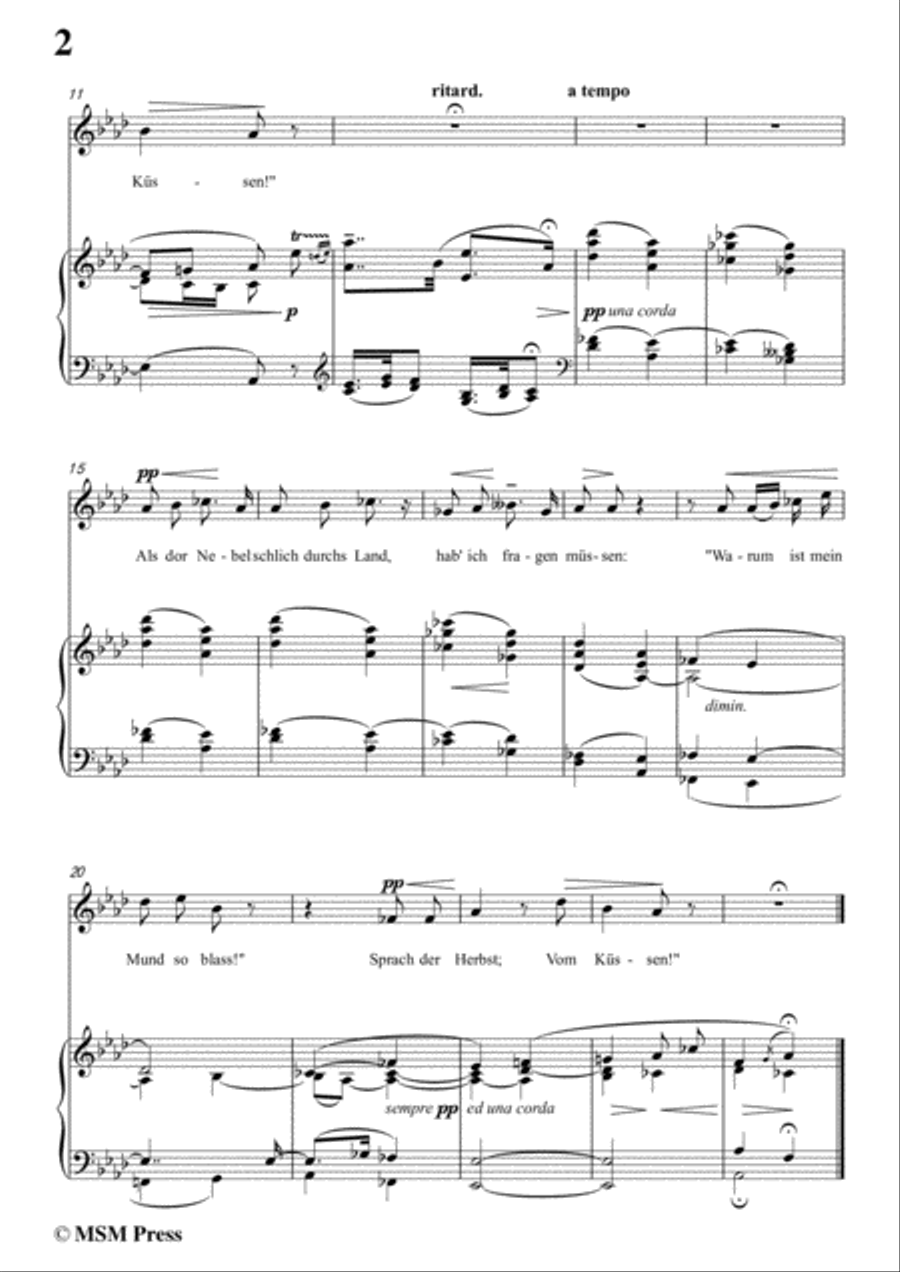 Reger-Vom Küssen in A flat Major,for Voice and Piano Voice Solo scores gallery preview page 4