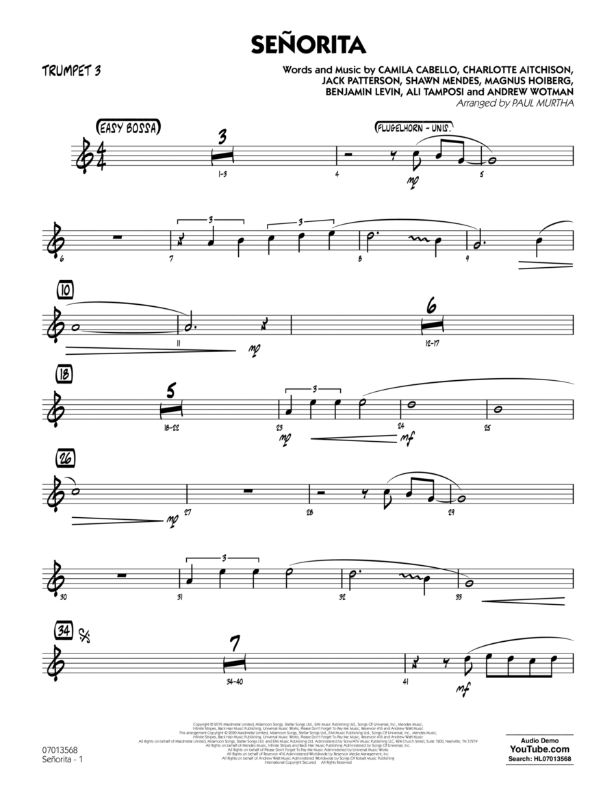 Senorita (arr. Paul Murtha) - Trumpet 3