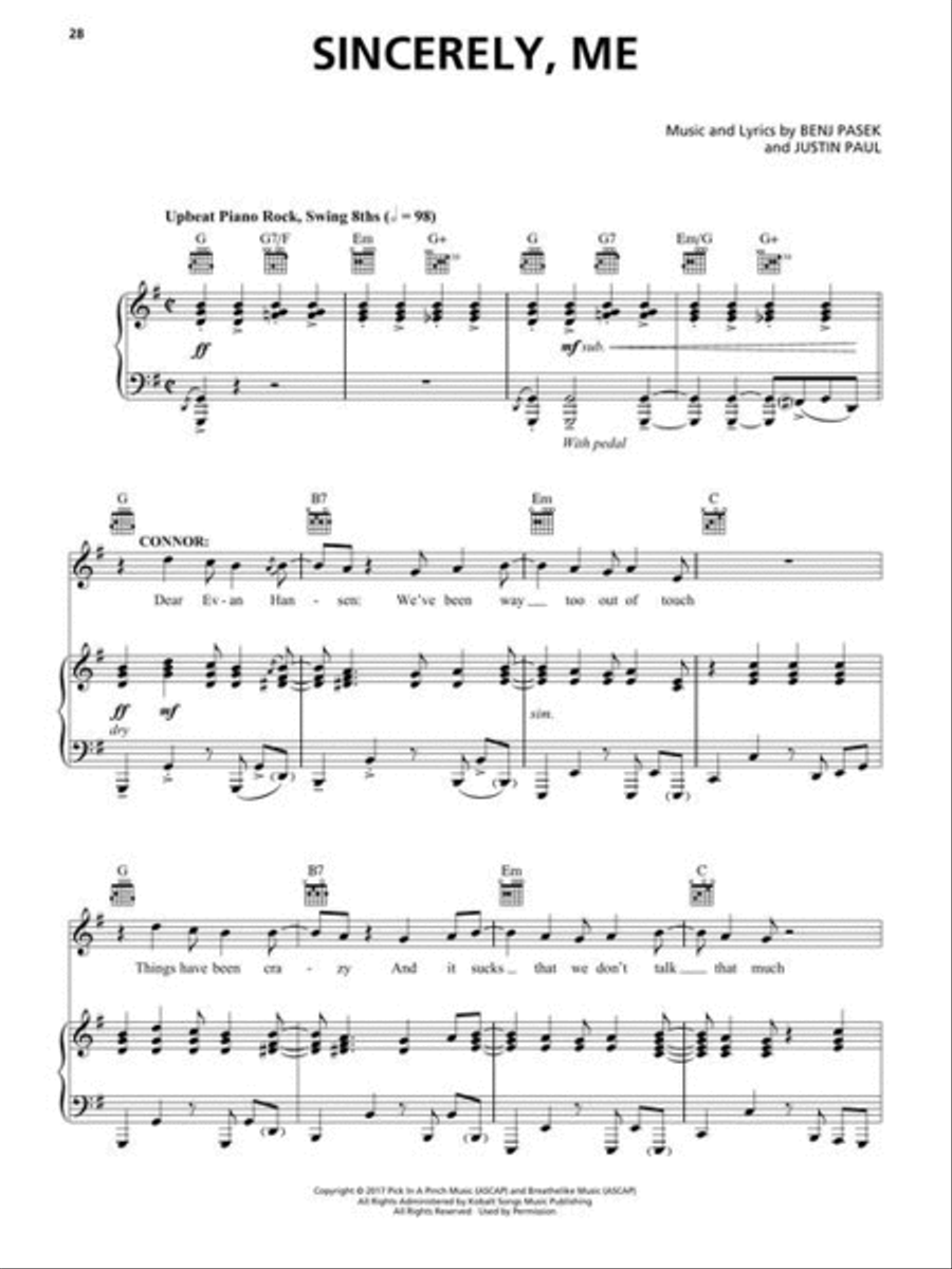 Dear Evan Hansen Piano, Vocal, Guitar scores gallery preview page 6