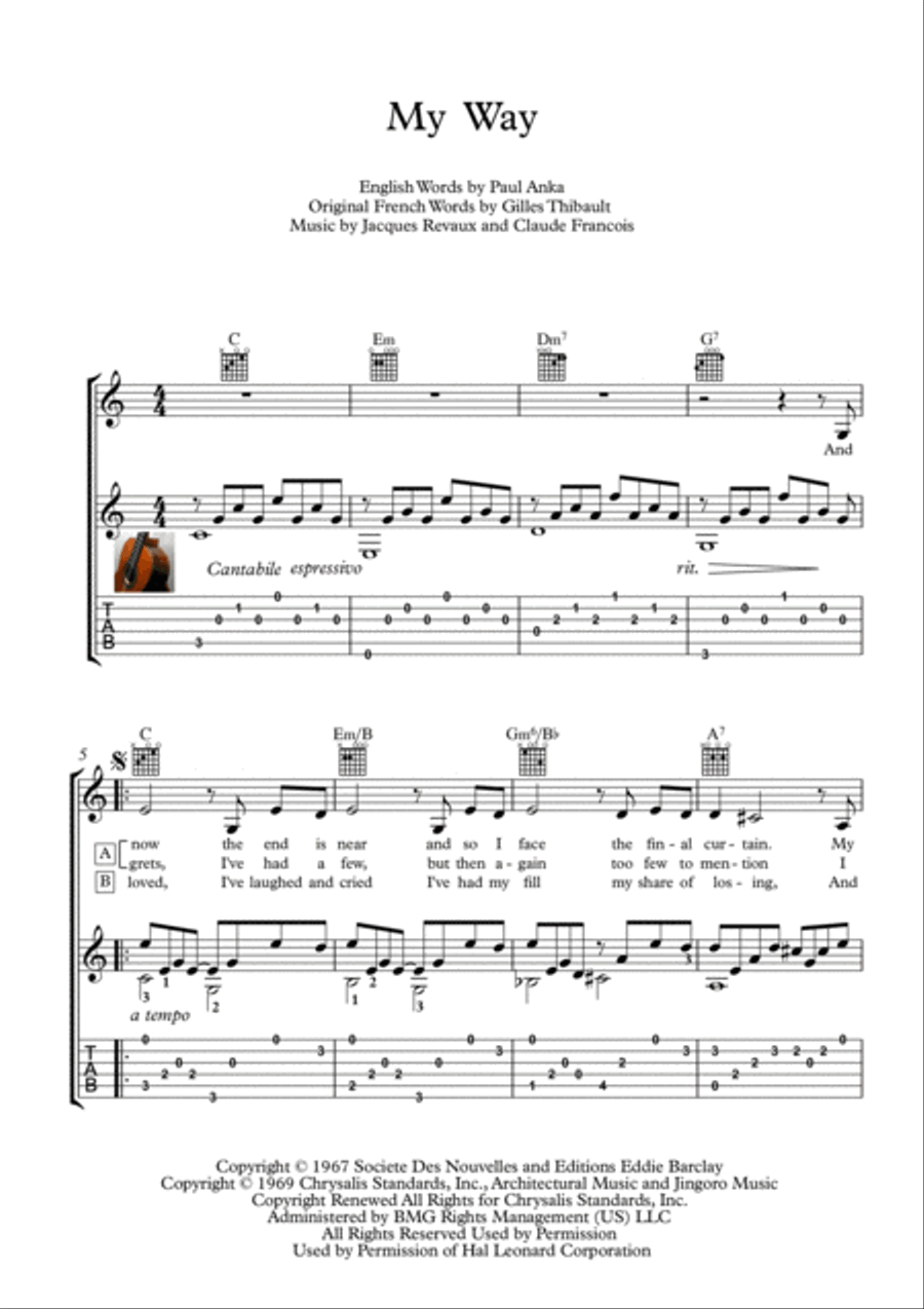 My Way Electric Guitar scores gallery preview page 1