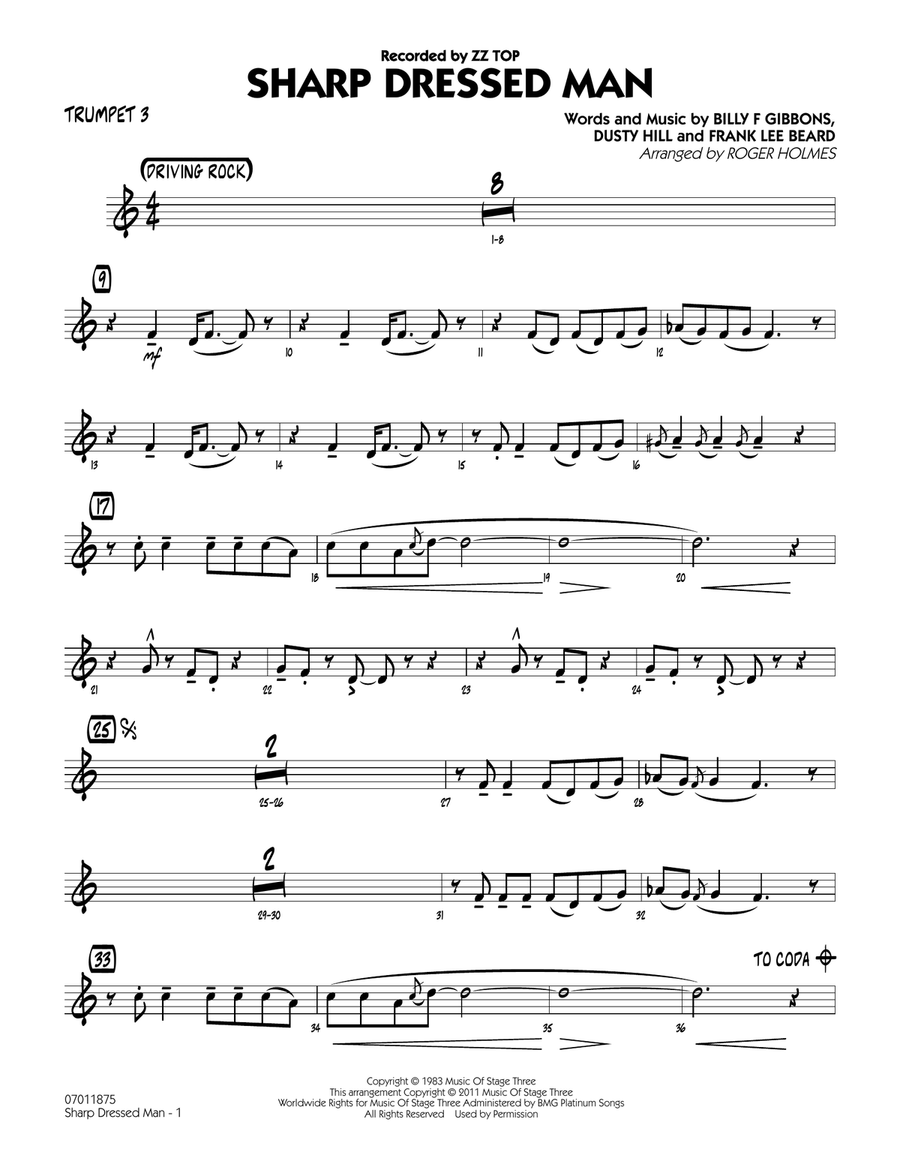Sharp Dressed Man - Trumpet 3 Jazz Ensemble scores gallery preview page 1