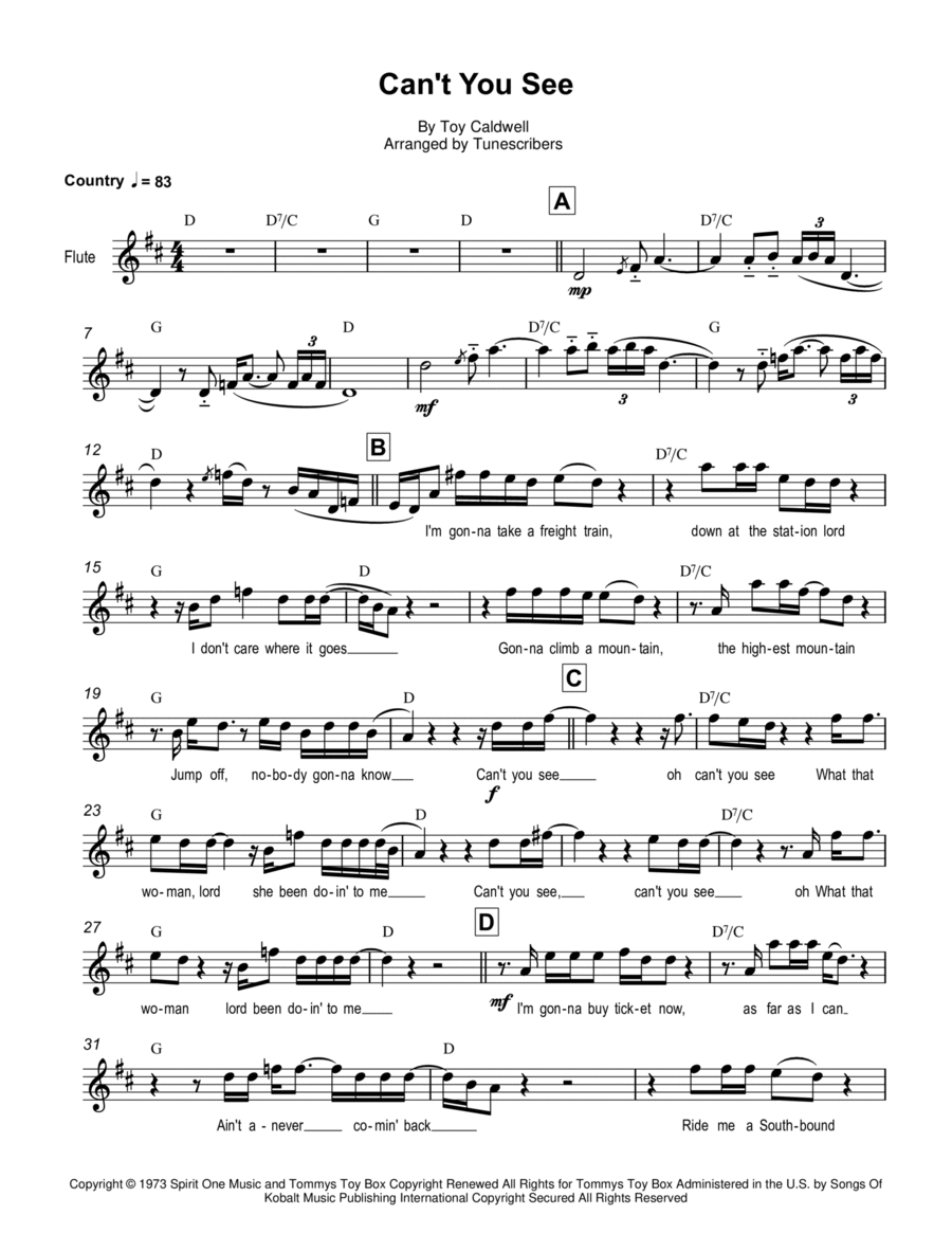 Can't You See Flute Solo scores gallery preview page 1