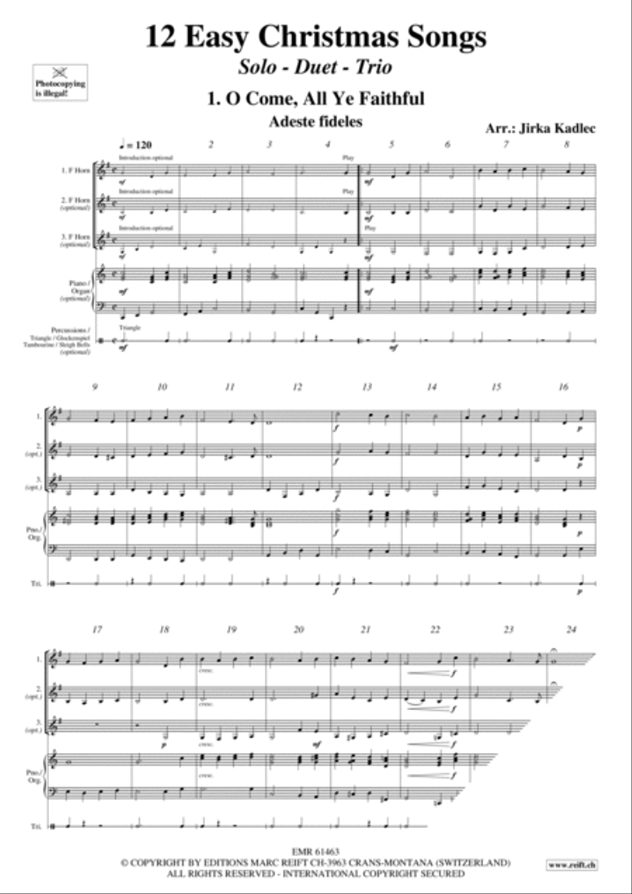 12 Easy Christmas Songs Brass Duet scores gallery preview page 3