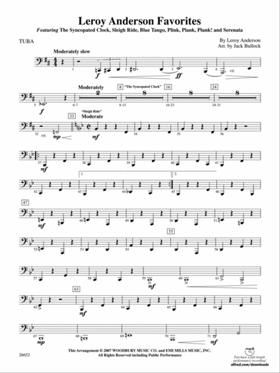 Leroy Anderson Favorites: Tuba Full Orchestra scores gallery preview page 1