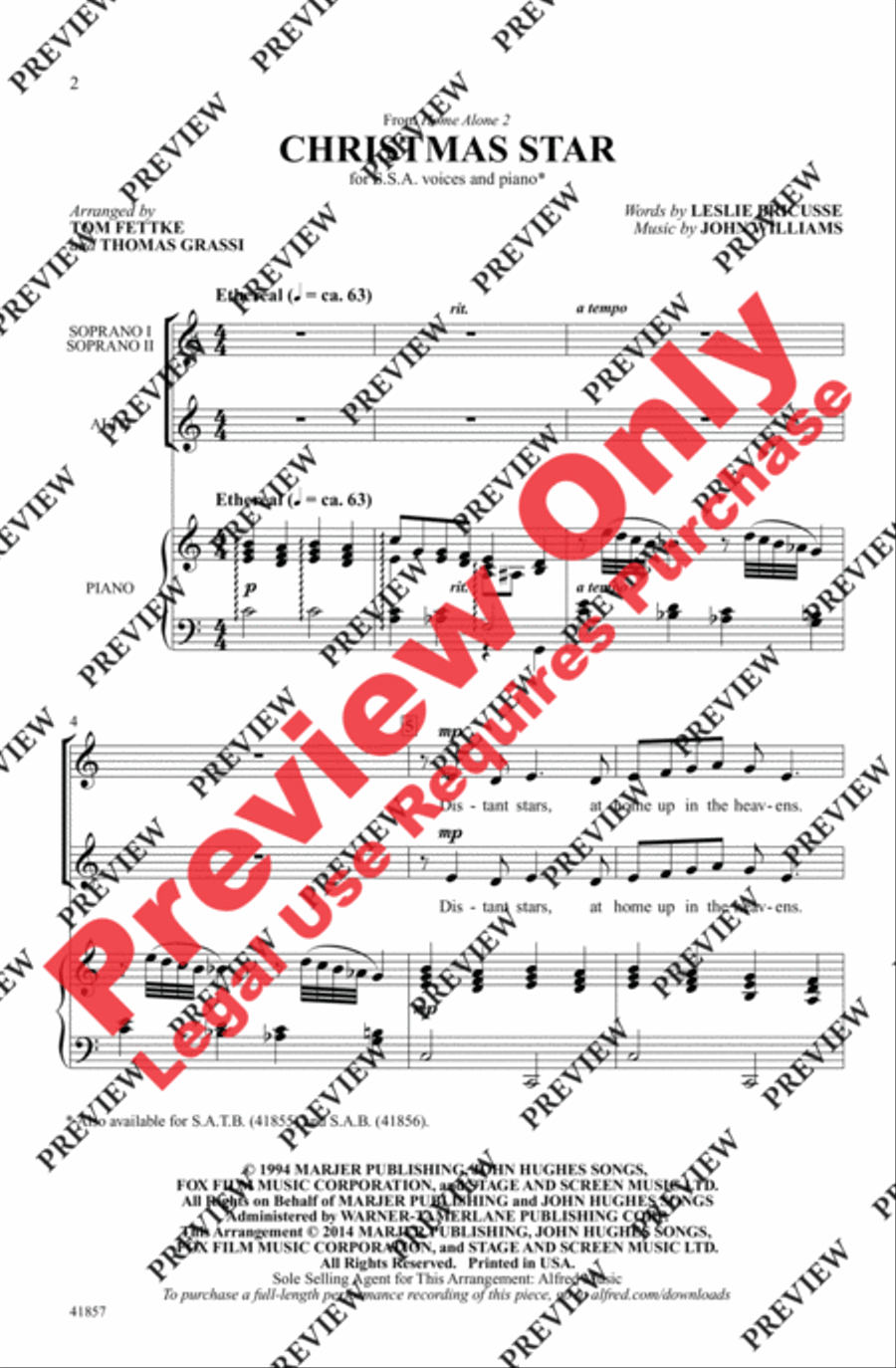 Christmas Star (from Home Alone 2) Women's Choir scores gallery preview page 2